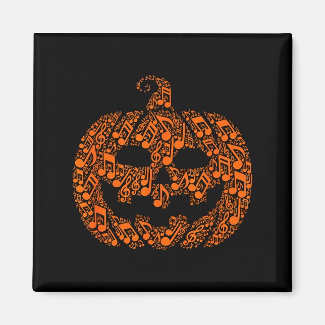 Funny Halloween Music Note Musician Jack O Lantern Magnet (Front)
