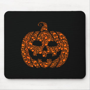 Funny Halloween Music Note Musician Jack O Lantern Mouse Mat