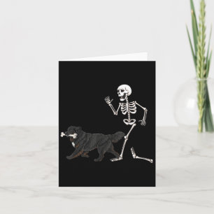 Funny Halloween Newfoundland And Skeleton Card