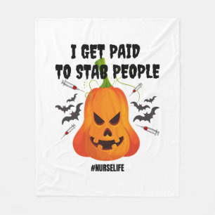 Funny Halloween Nurse Fleece Blanket