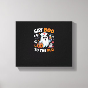 Funny Halloween Nurse Ghost T-Shirt – “Say Boo to  Canvas Print