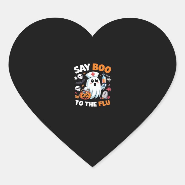 Funny Halloween Nurse Ghost T-Shirt � �Say Boo to  Heart Sticker (Front)