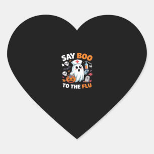 Funny Halloween Nurse Ghost T-Shirt – “Say Boo to Heart Sticker