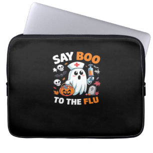 Funny Halloween Nurse Ghost T-Shirt – “Say Boo to  Laptop Sleeve