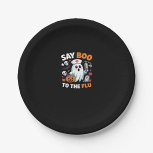 Funny Halloween Nurse Ghost T-Shirt � �Say Boo to  Paper Plate