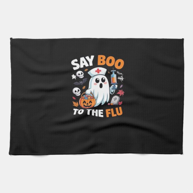 Funny Halloween Nurse Ghost T-Shirt � �Say Boo to  Tea Towel (Horizontal)