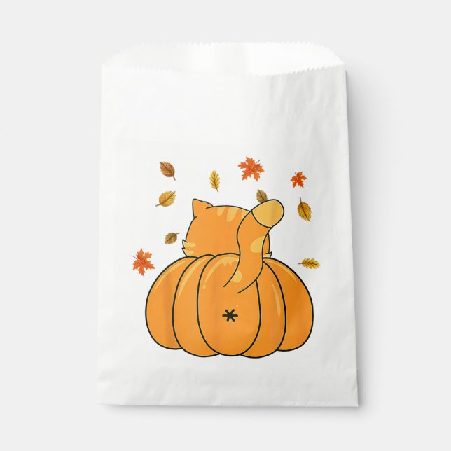 Funny Halloween Orange Pumpkin Cat Butt For Cat Lo Favour Bags (Front)