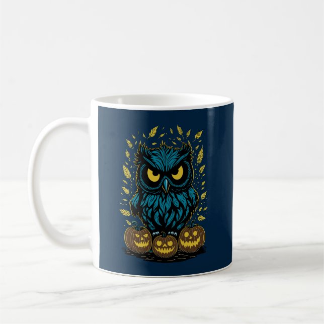 Funny Halloween Owl Coffee Mug (Left)