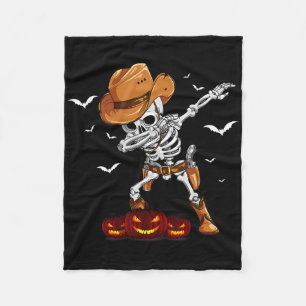 Funny Halloween Party Dabbing Skeleton Cowboy Boys Fleece Blanket