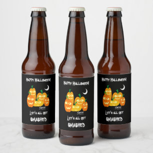 Funny Halloween Party Drunk Pumpkins Beer Bottle Label