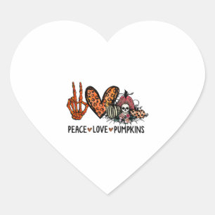Funny Halloween Peace Love Pumpkins Womens Fall Heart Sticker