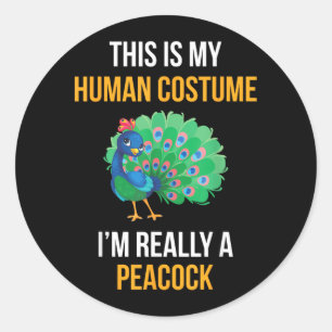Funny Halloween Peacock Costume Shirt for Kids Classic Round Sticker