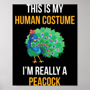 Funny Halloween Peacock Costume Shirt for Kids Poster