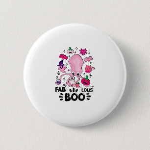 Funny Halloween Pink Cat Ghost Juggling Octopus Fa 6 Cm Round Badge