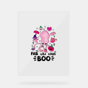 Funny Halloween Pink Cat Ghost Juggling Octopus Fa Acrylic Sign