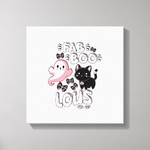 Funny Halloween Pink Ghost Spooktacular Cat Fab BO Canvas Print