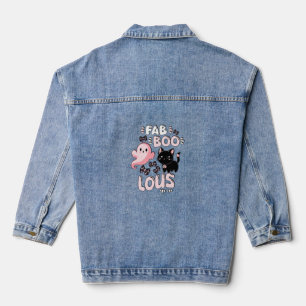 Funny Halloween Pink Ghost Spooktacular Cat Fab BO Denim Jacket