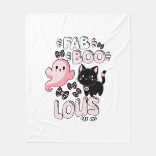 Funny Halloween Pink Ghost Spooktacular Cat Fab BO Fleece Blanket