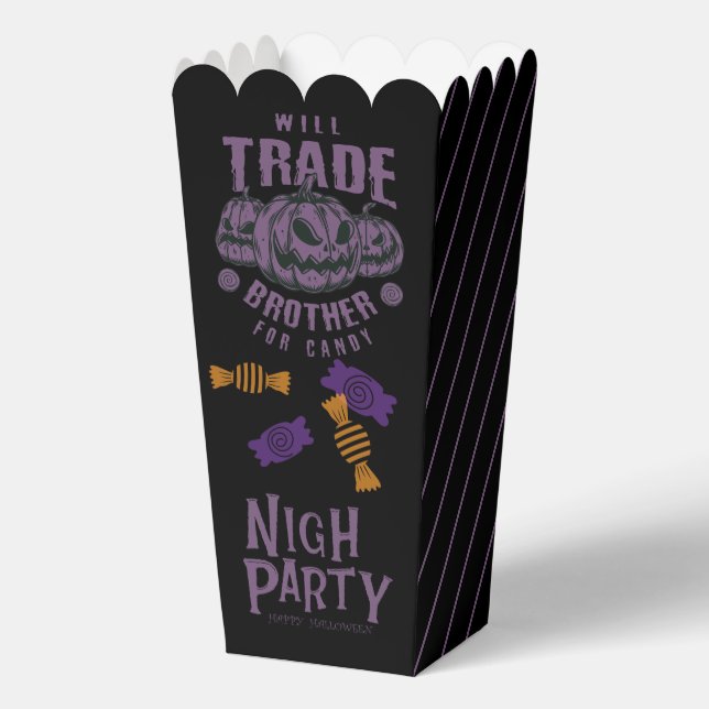 Funny Halloween Popcorn Box – Will Trade Brother  (Front)
