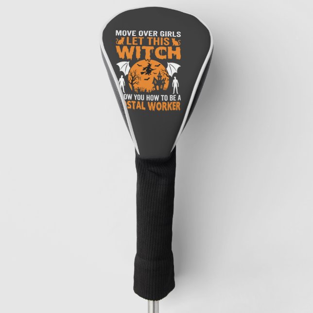 Funny Halloween Postal Worker Witch Cat Graphic Golf Head Cover (Front)