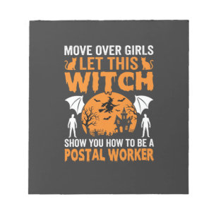 Funny Halloween Postal Worker Witch Cat Graphic Notepad