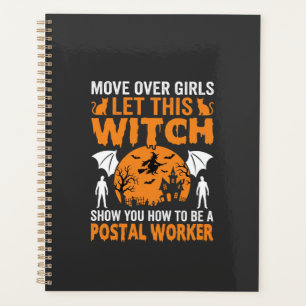 Funny Halloween Postal Worker Witch Cat Graphic Planner