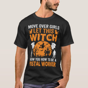 Funny Halloween Postal Worker Witch Cat Graphic T-Shirt