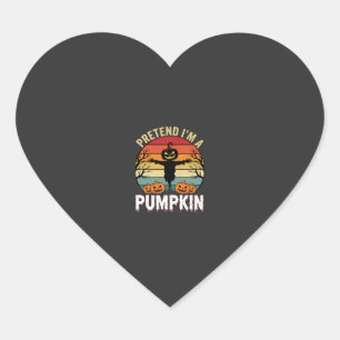 Funny Halloween Pretend Im a Pumpkin Retro Design Heart Sticker