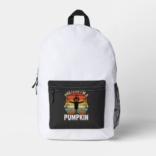 Funny Halloween Pretend Im a Pumpkin Retro Design Printed Backpack