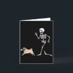 Funny Halloween Pug And Skeleton  Card<br><div class="desc">Funny Halloween Pug And Skeleton</div>