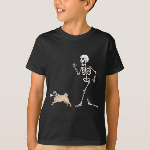 Funny Halloween Pug And Skeleton T-Shirt