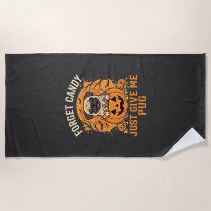 Funny Halloween Pug Candy Design_1 Beach Towel