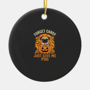 Funny Halloween Pug Candy Design_1 Ceramic Tree Decoration