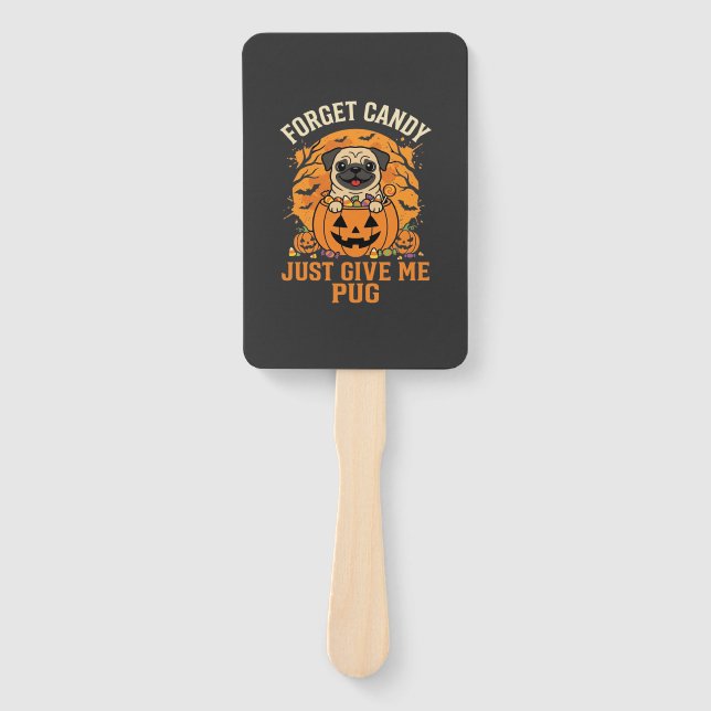 Funny Halloween Pug Candy Design_1 Hand Fan (Front)