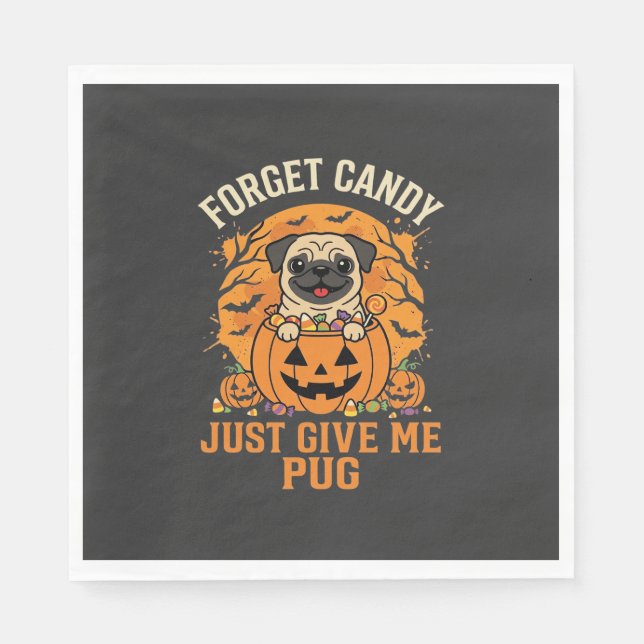 Funny Halloween Pug Candy Design_1 Napkin (Front)