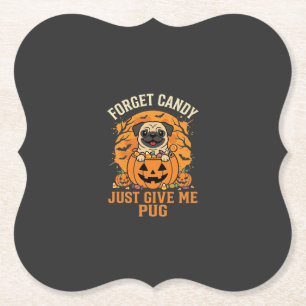 Funny Halloween Pug Candy Design_1 Paper Coaster