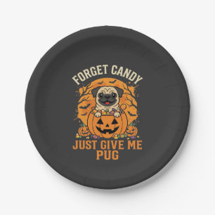 Funny Halloween Pug Candy Design_1 Paper Plate