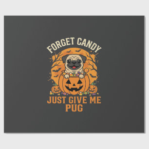 Funny Halloween Pug Candy Design_1 Wrapping Paper