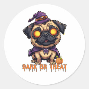 Funny Halloween Pug  Classic Round Sticker