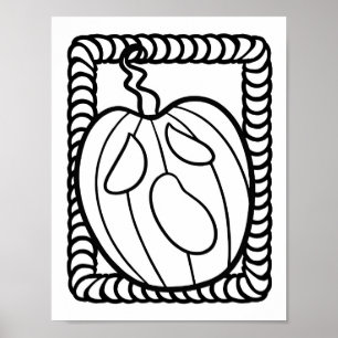 Funny Halloween Pumpkin Colouring Page Poster