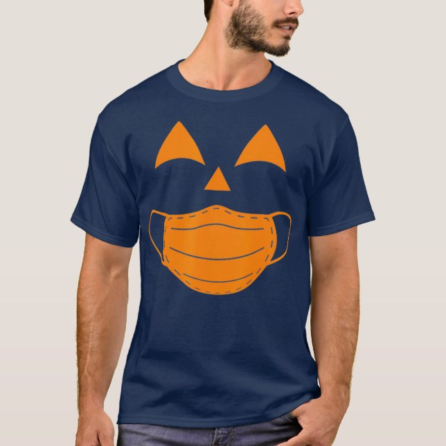 Funny Halloween Pumpkin Costume 2020 Face Mask T-Shirt (Front)