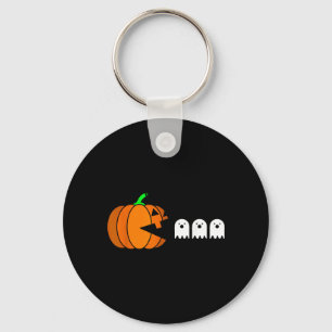 Funny Halloween Pumpkin Eating Ghost Gamer Men Key Ring