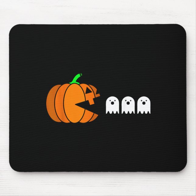 Funny Halloween Pumpkin Eating Ghost Gamer Men Mouse Mat (Front)