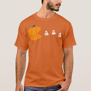 Funny Halloween Pumpkin Eating Ghost Gamer Men Wom T-Shirt