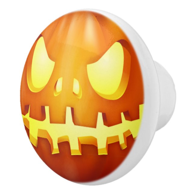 Funny Halloween Pumpkin Glowing Jack o lantern Ceramic Knob (Right)