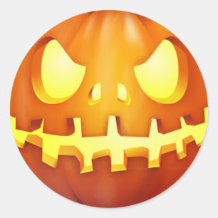 Funny Halloween Pumpkin Glowing Jack o lantern Classic Round Sticker