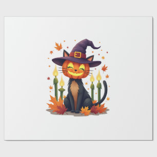 Funny Halloween Pumpkin Head Cat Lover Wrapping Paper