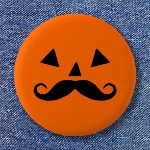 Funny Halloween Pumpkin Moustache 6 Cm Round Badge