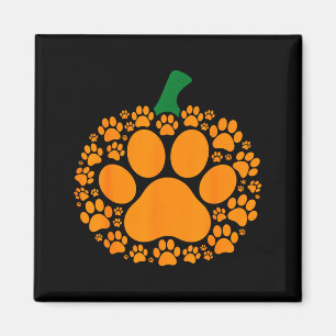 Funny Halloween Pumpkin Paw Print Dog Lover Cat Magnet