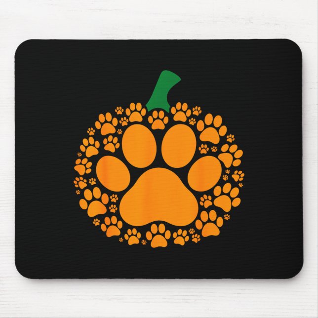 Funny Halloween Pumpkin Paw Print Dog Lover Cat  Mouse Mat (Front)